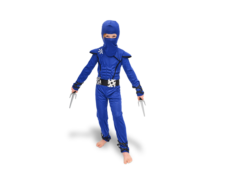 Ninja-Kostüm, blau, Größe 116-128 cm