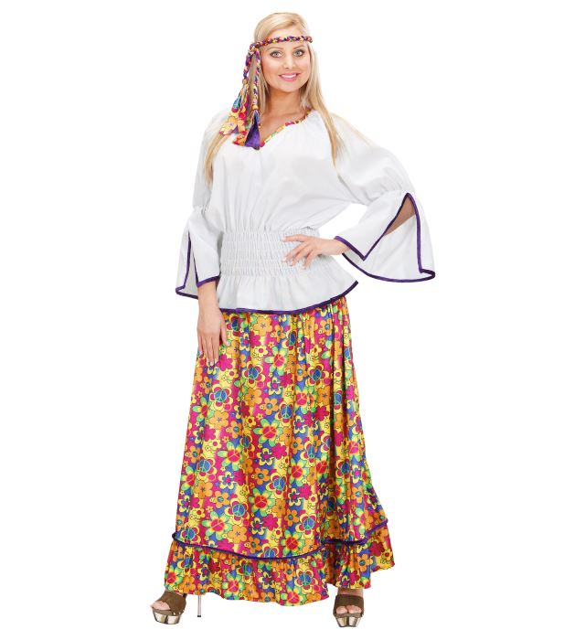 "HIPPIE WOMAN" aus Samt (Bluse, Rock, Stirnband)